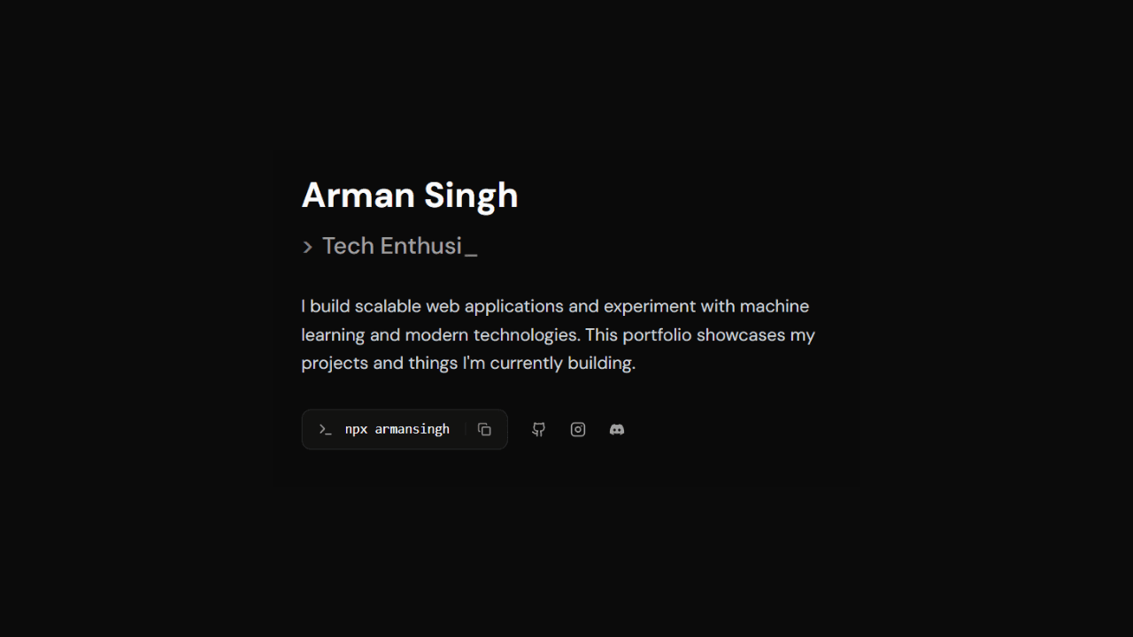 Personal Portfolio — Next.js and TypeScript project by Arman Singh